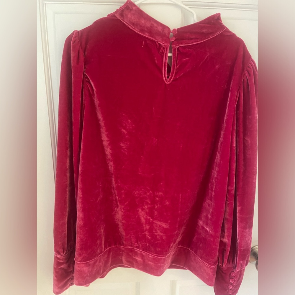 Anthropologie Pink Velvet Blouse - Picture 6 of 8